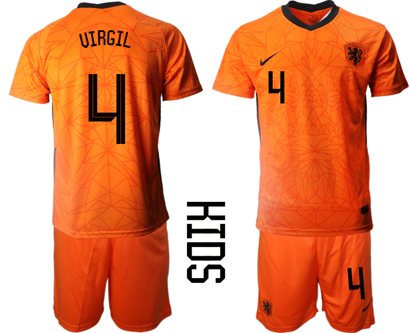 2021 European Cup Netherlands home Youth #4 soccer jerseys